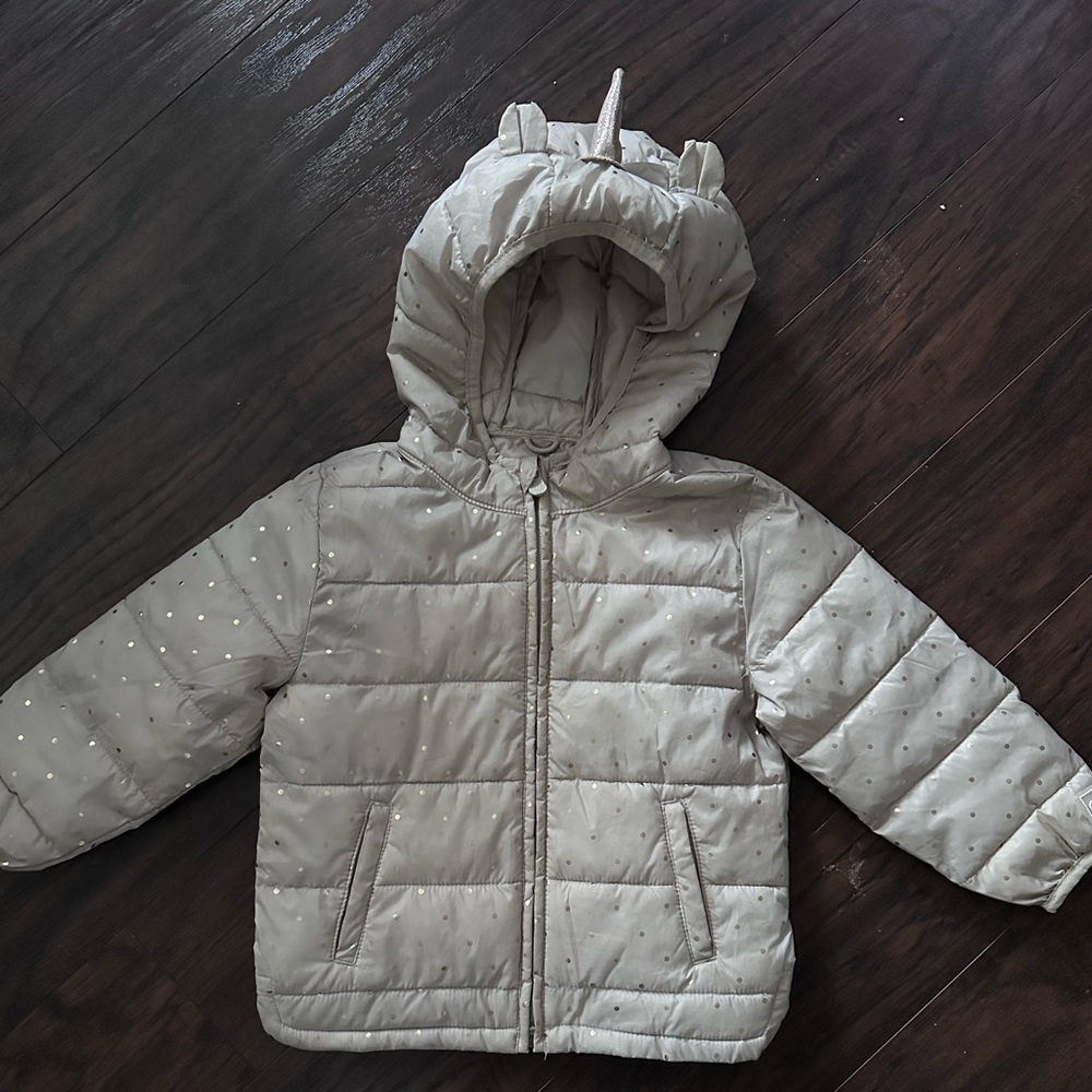 NEW GAP Toddler 100% Recycled 3D Unicorn Lightweight Puffer Jacket Size 3T
